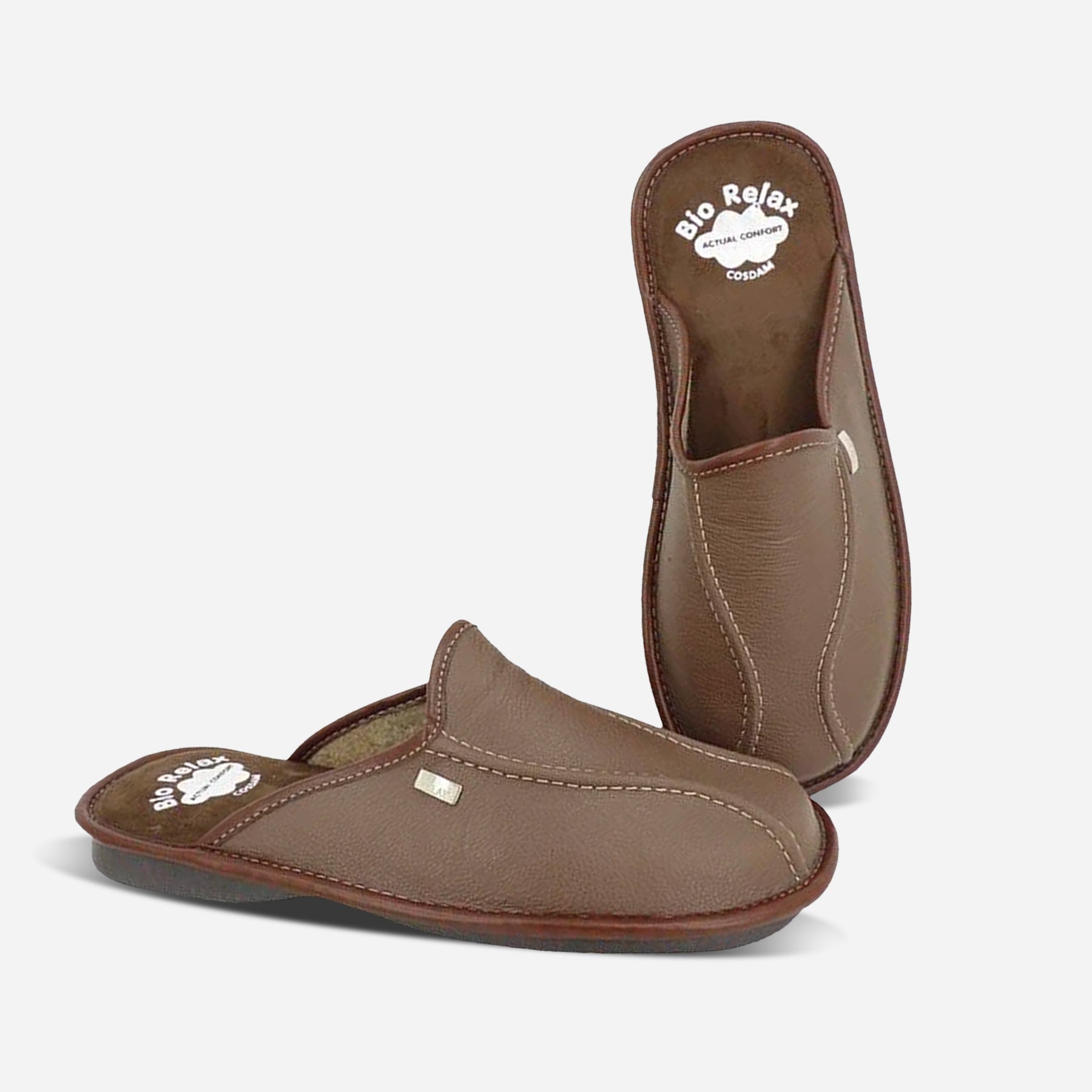 Zapatillas de casa hombre 1492 PIEL MARRON