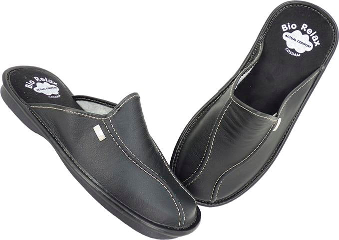 Zapatillas de casa hombre 1492 PIEL NEGRO