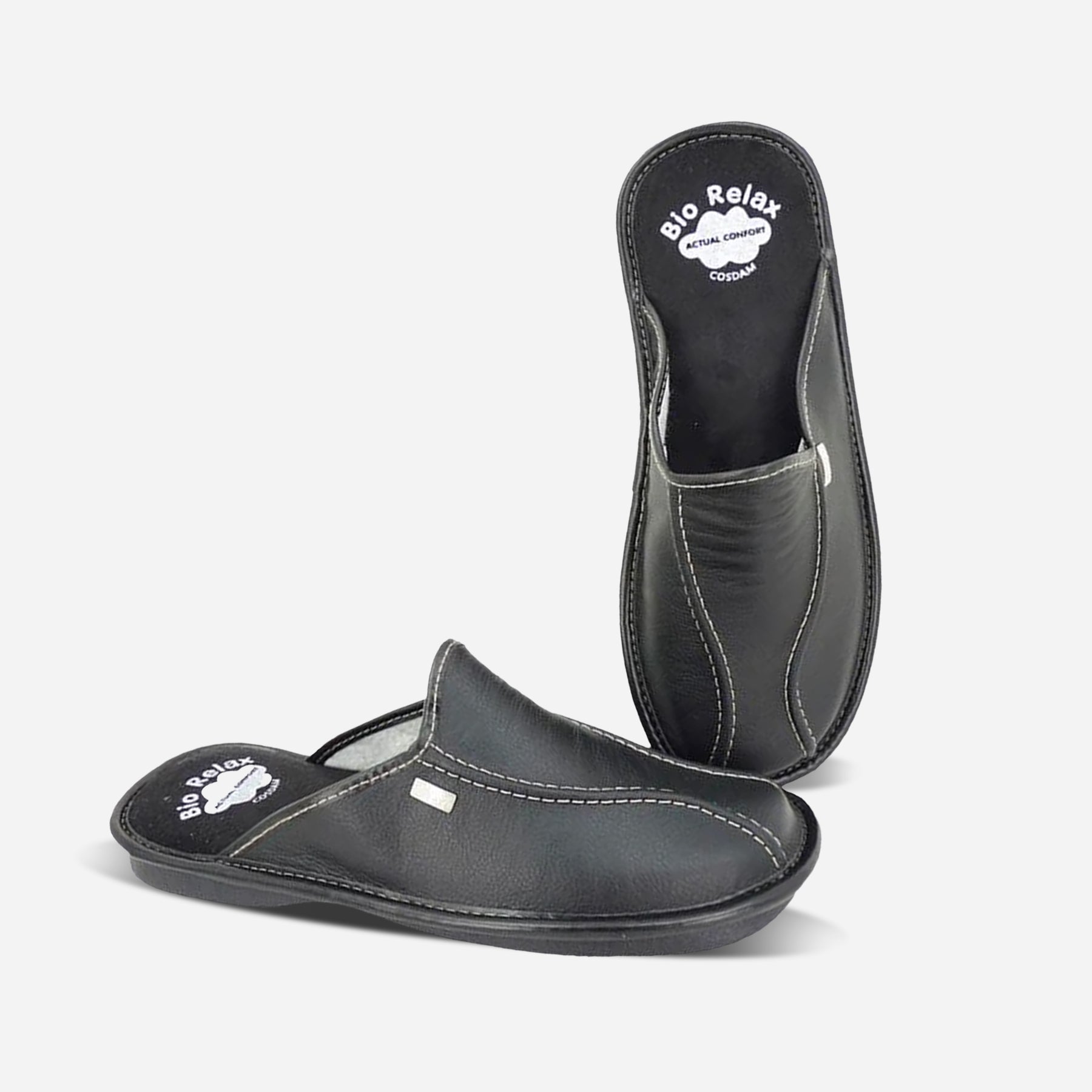 Zapatillas de casa hombre 1492 PIEL NEGRO