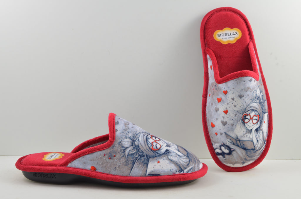 Zapatillas de casa mujer 4657.2 GRENOBLE BEIGE/ROJO