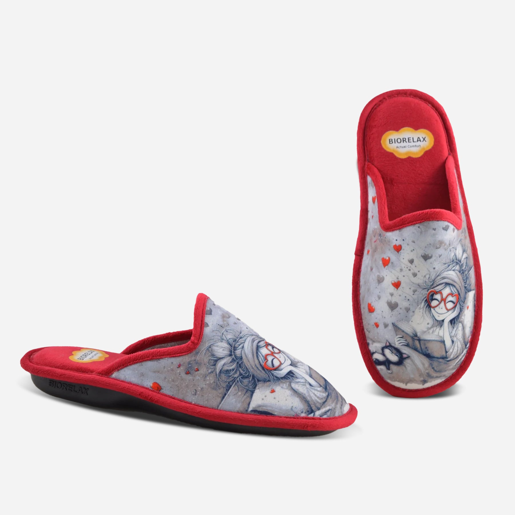 Zapatillas de casa mujer 4657.2 GRENOBLE BEIGE/ROJO